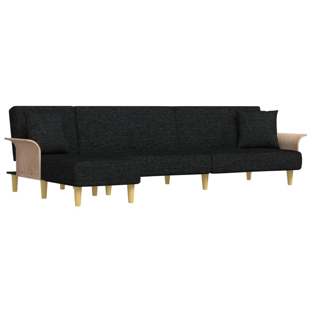 L -formet sofa seng 279x140x70 cm stoff - svart - number 2.