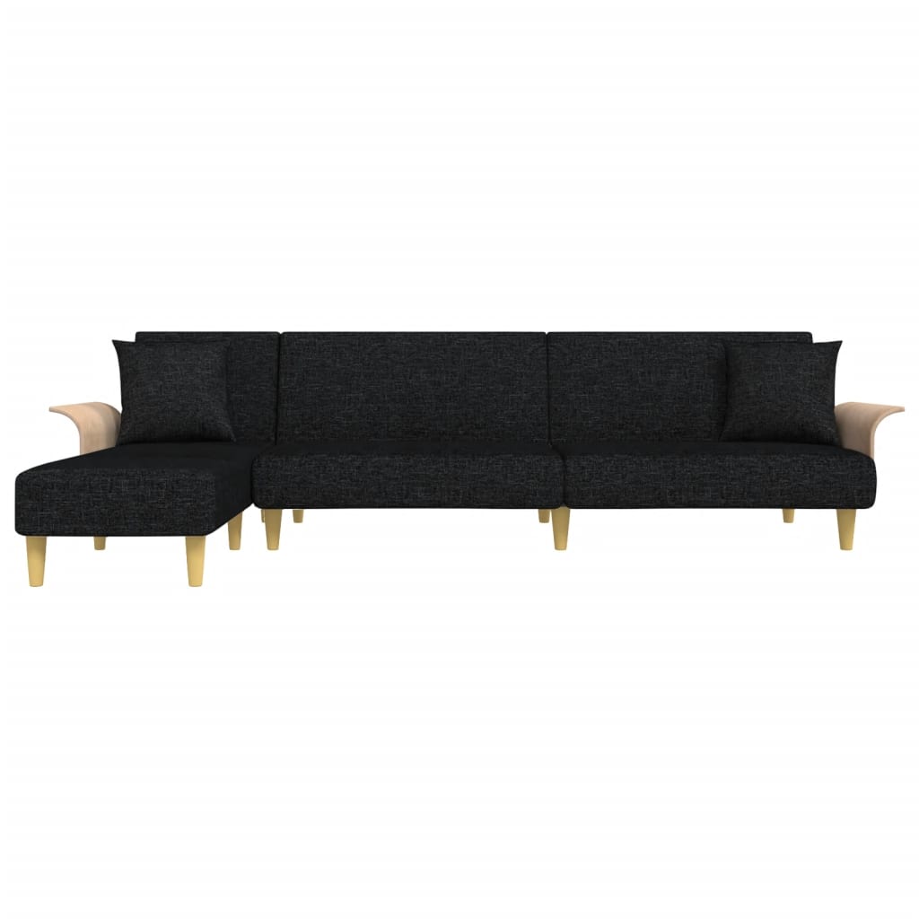 L -formet sofa seng 279x140x70 cm stoff - svart - number 3.