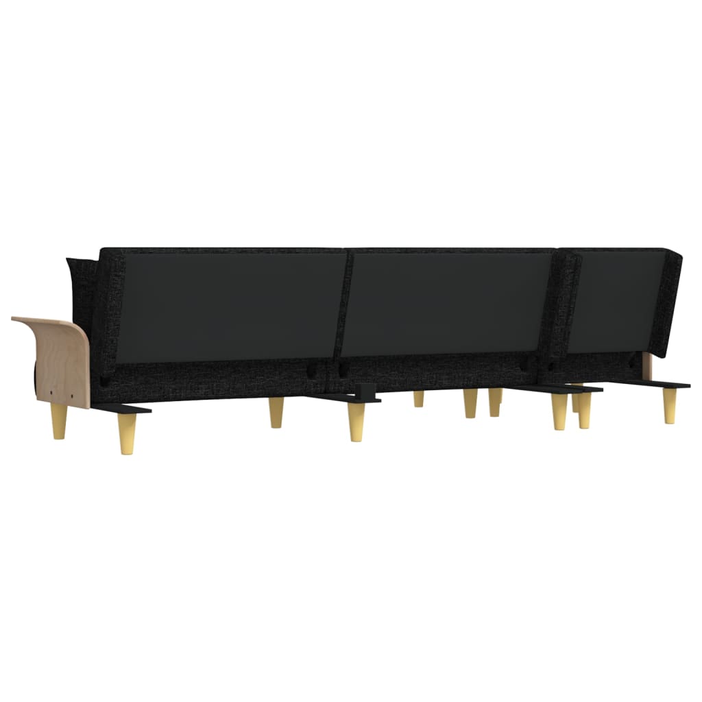 L -formet sofa seng 279x140x70 cm stoff - svart - number 5.