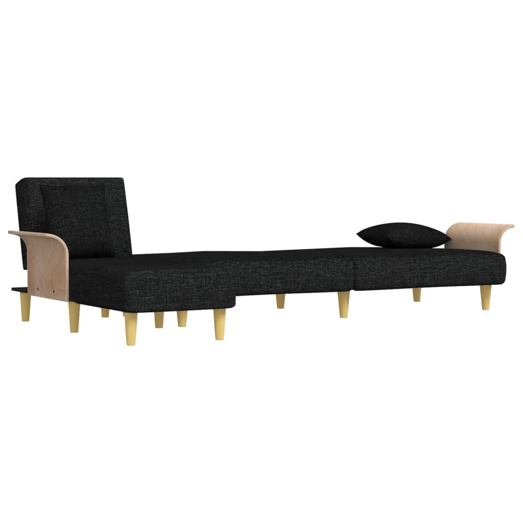 L -formet sofa seng 279x140x70 cm stoff - svart - number 4.