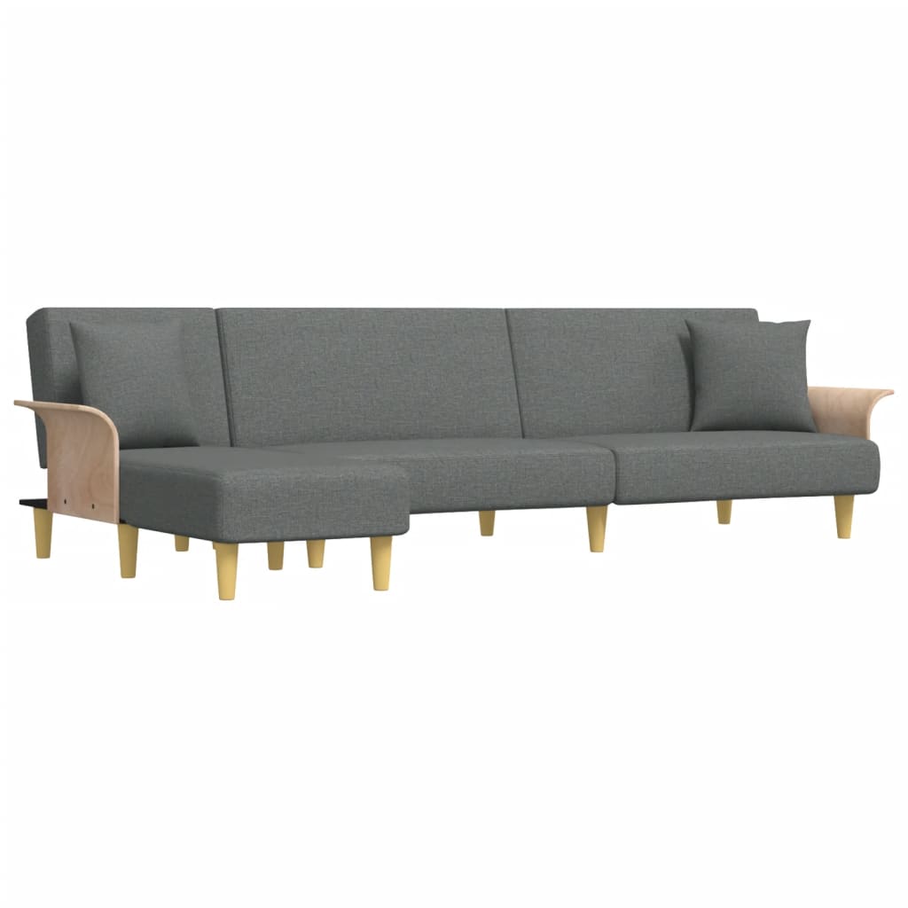 L-formet sovesofa 279x140x70 cm stof - mørkegrå-1 - number 2.