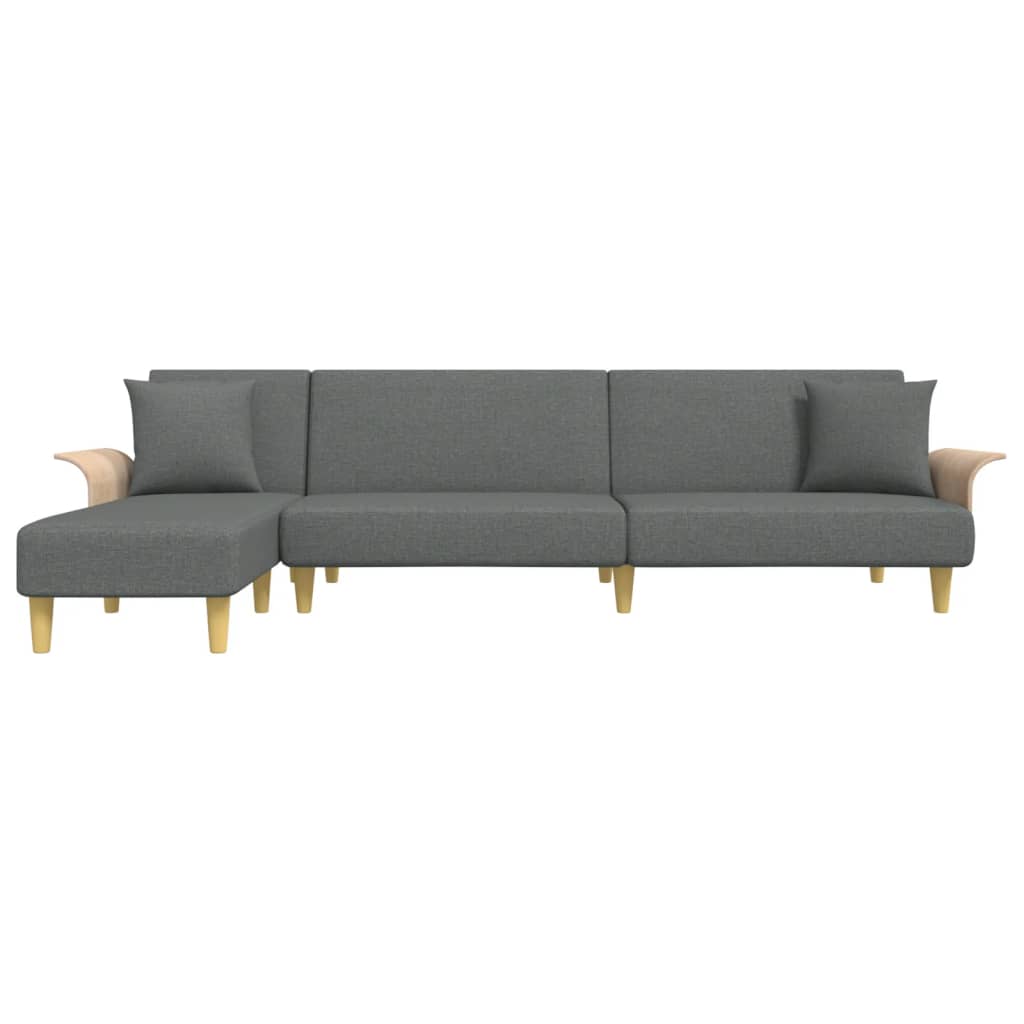 L-formet sovesofa 279x140x70 cm stof - mørkegrå-1 - number 3.