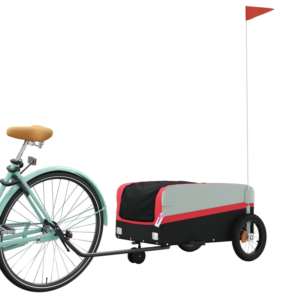 Cykelanhænger 30 kg jern sort og - rød, 122 x 53 x 53 cm - number 3.