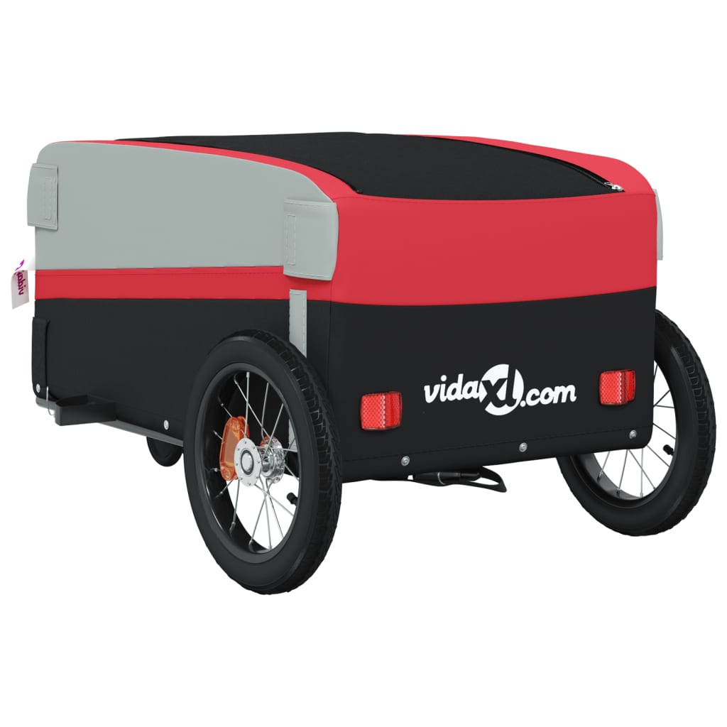 Cykelanhænger 30 kg jern sort og - rød, 122 x 53 x 53 cm - number 8.