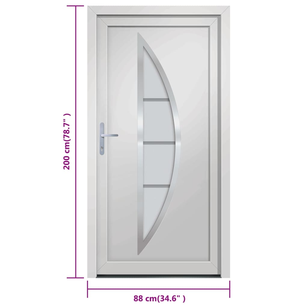Hoveddør pvc - hvid yderside / hvid inderside, 88 x 200 cm, 1, venstre + skubbehåndtag - number 10.