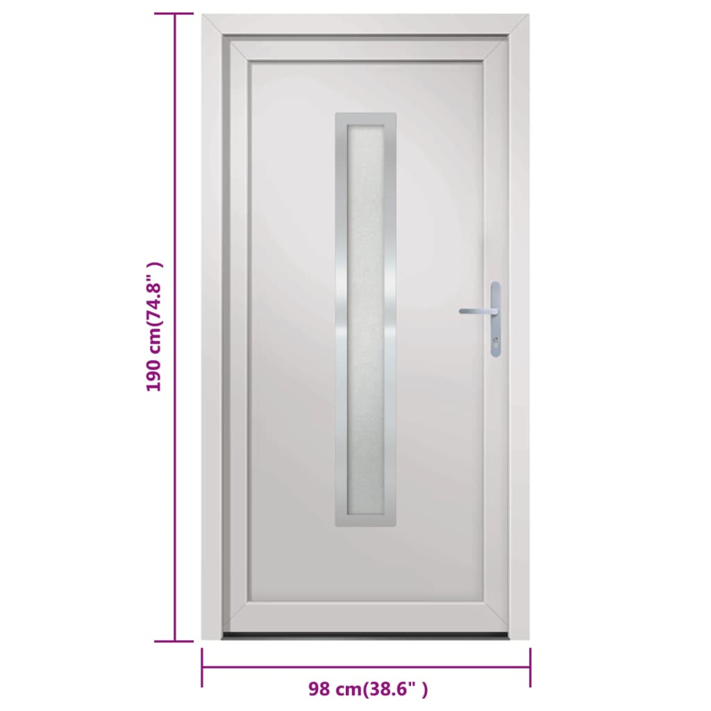 Hoveddør pvc - hvid yderside / hvid inderside, 98 x 190 cm, 1, højre + skubbehåndtag - number 10.