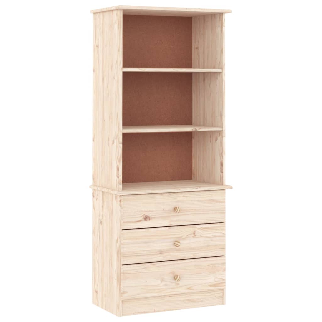 Bookcase with drawers alta 60x35x142 cm solid pine wood - number 2.