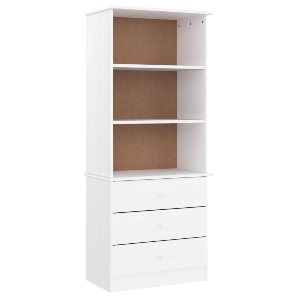 Bookcase with drawers alta 60x35x142 solid pine white - number 2.