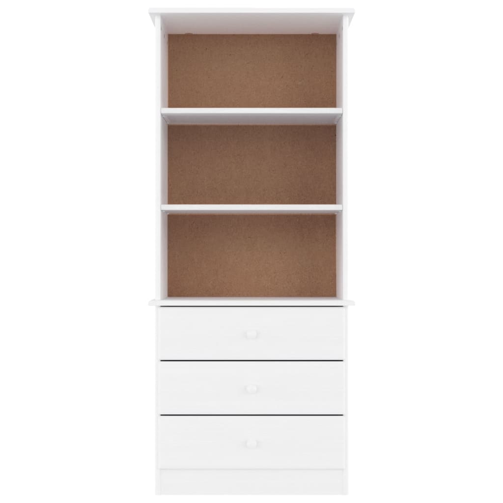 Bookcase with drawers alta 60x35x142 solid pine white - number 3.