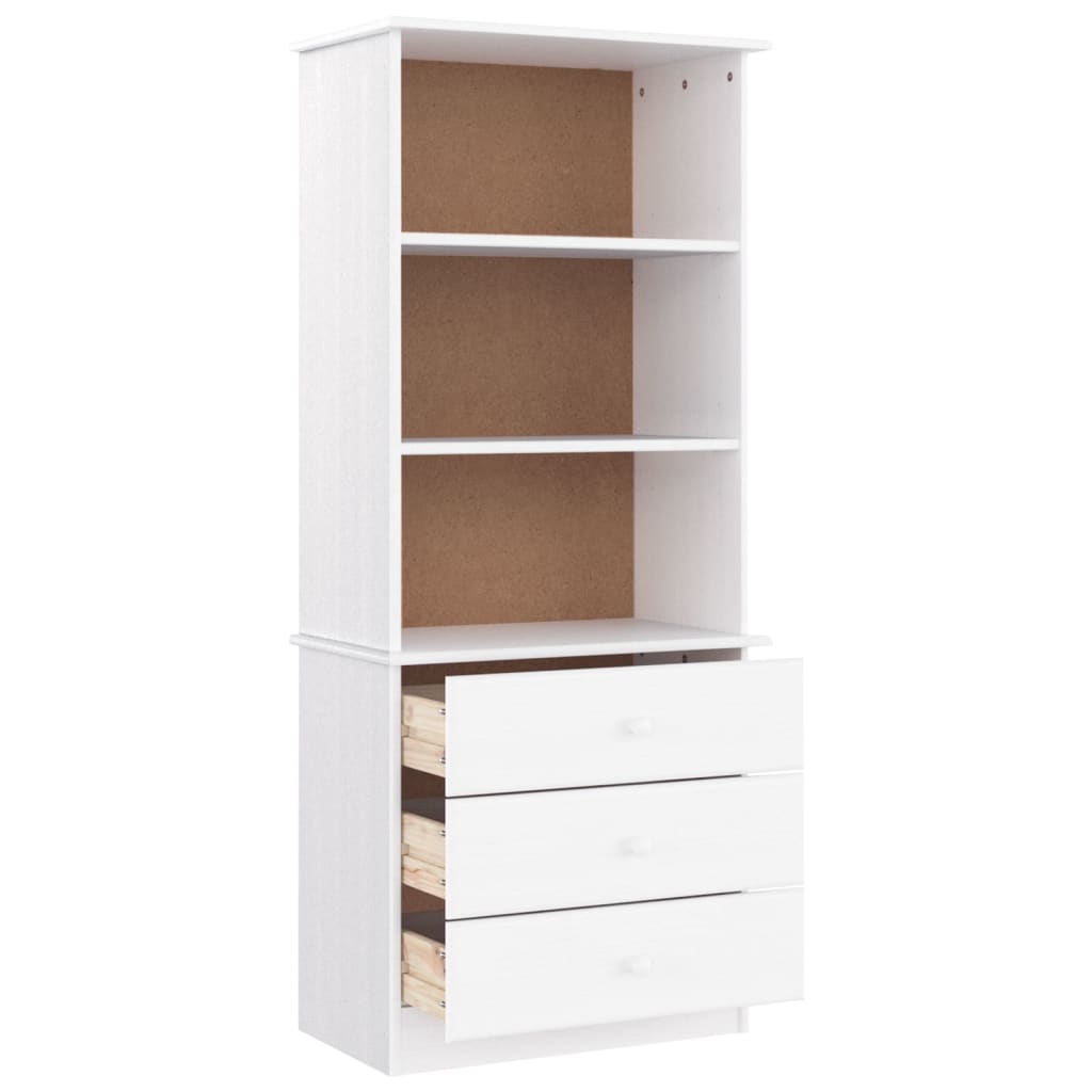 Bookcase with drawers alta 60x35x142 solid pine white - number 4.