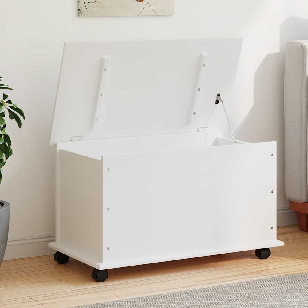 Opbevaringskasse med hjul alta 73x39,5x43 cm massivt træ hvid - number 1.