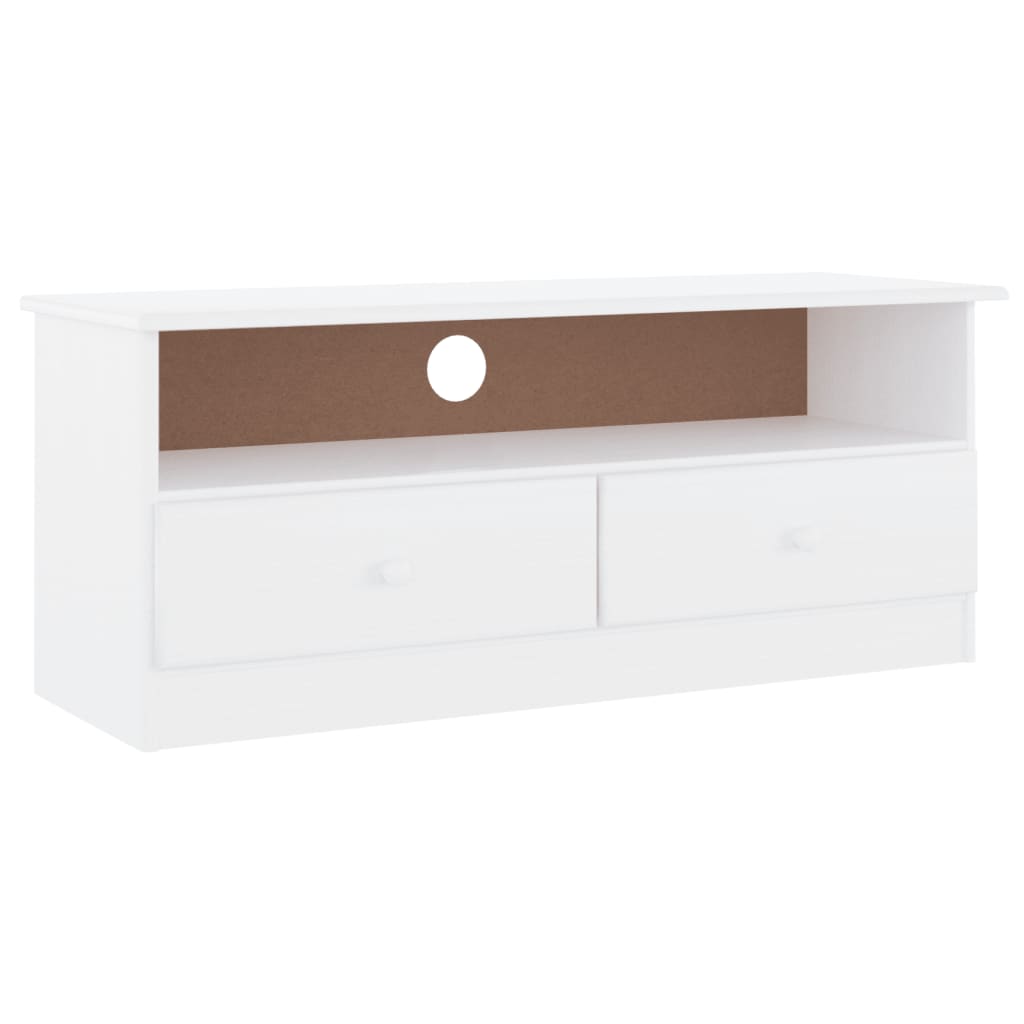 Tv cabinet with drawers alta 100x35x41 cm solid pine white - number 2.