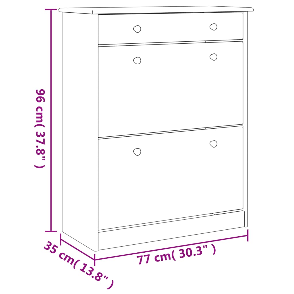 Shoe cabinet alta 77x35x96 cm solid pine - number 9.