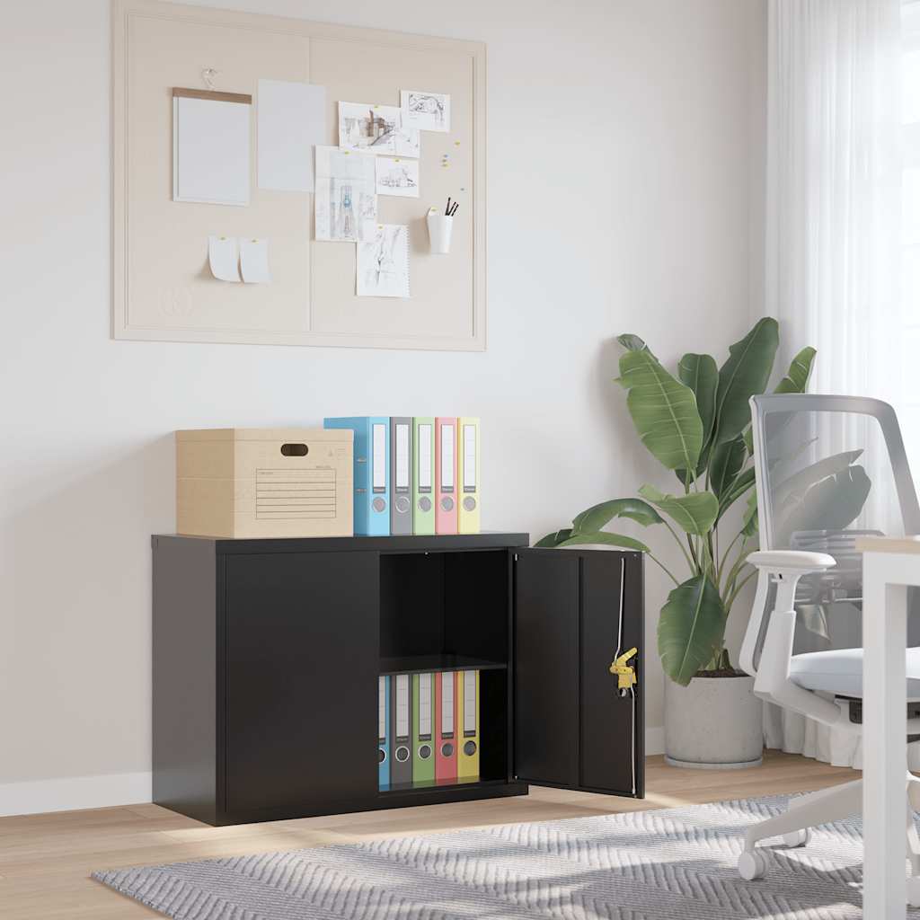 Arkivskab 90x40x70 cm stål sort - number 1.