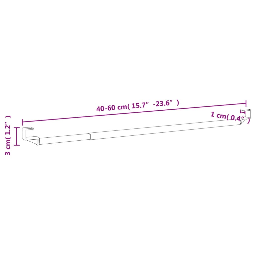 Curtain rods 2 pcs. aluminum white and silver - 40-60 cm - number 7.