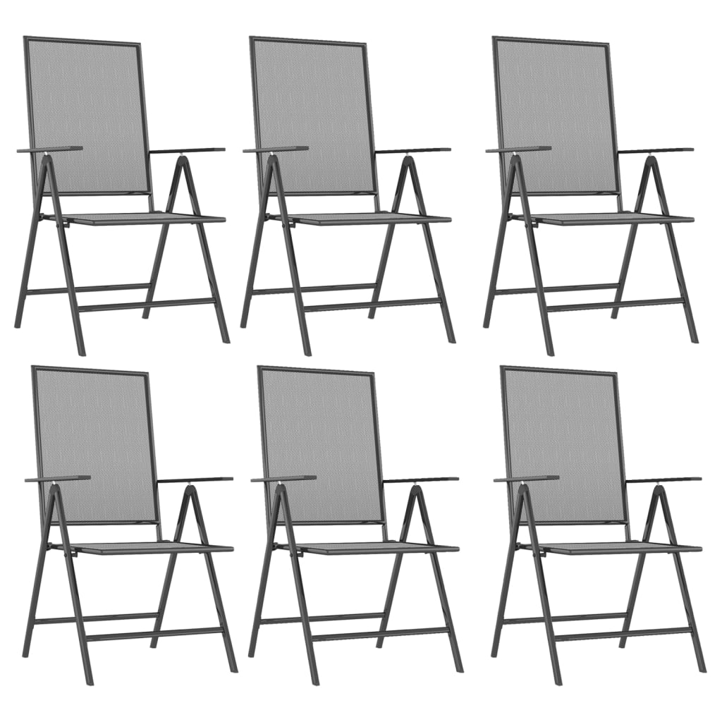 Spisebordssæt til haven 7 dele stål antracitgrå - 200 cm bordlængde, 6 - number 4.