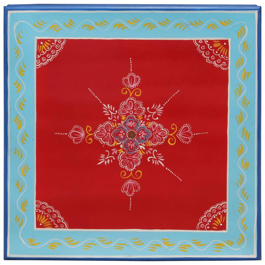 Sofabord håndmålet massivt mangotræ - rød, 54 x 54 x 30 cm, 1 - number 3.