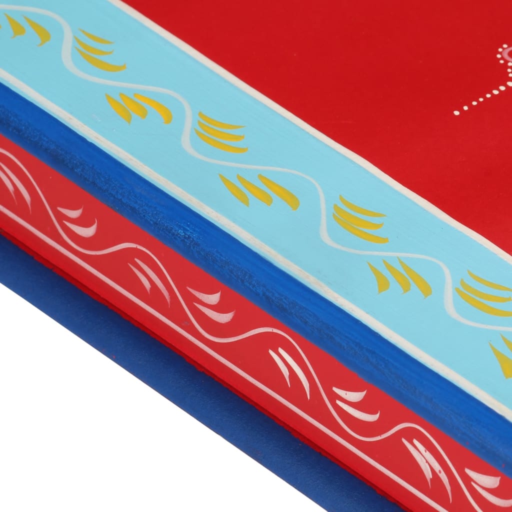 Sofabord håndmålet massivt mangotræ - rød, 54 x 54 x 30 cm, 1 - number 5.