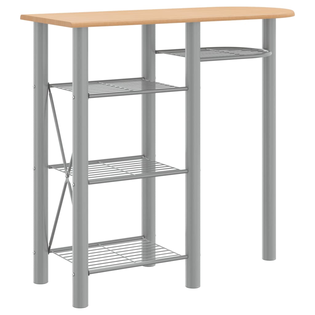 Zestaw barowy 3 części drewno konstrukcyjne i żelazo szaro-brązowy - number 3.