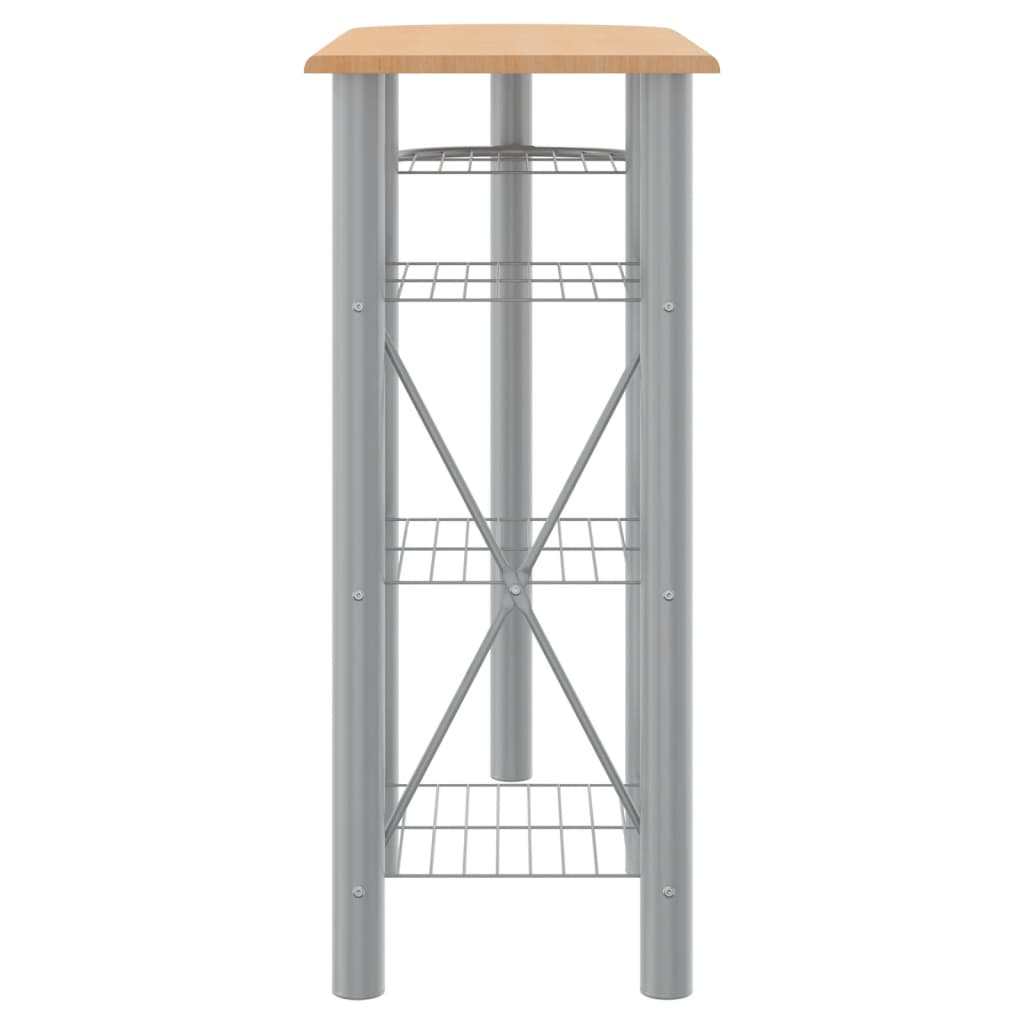 Zestaw barowy 3 części drewno konstrukcyjne i żelazo szaro-brązowy - number 5.