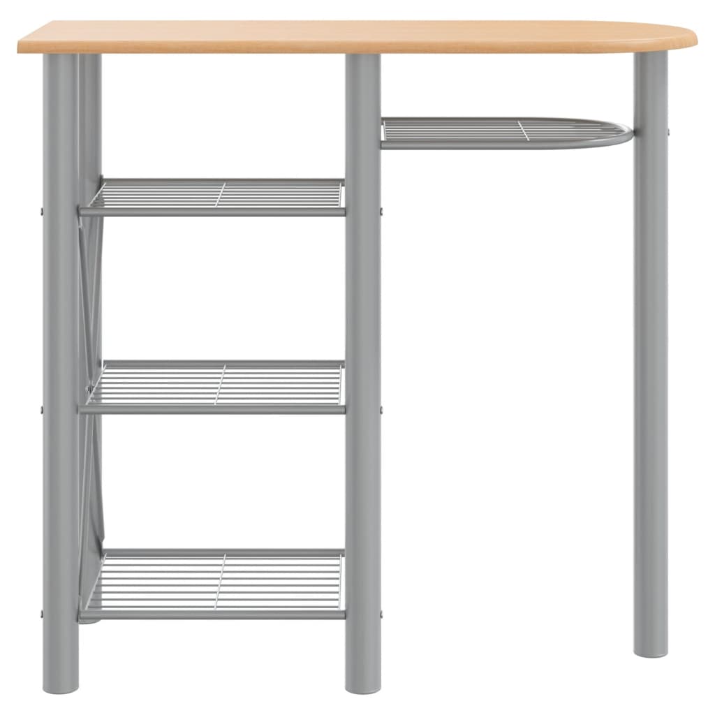 Zestaw barowy 3 części drewno konstrukcyjne i żelazo szaro-brązowy - number 4.