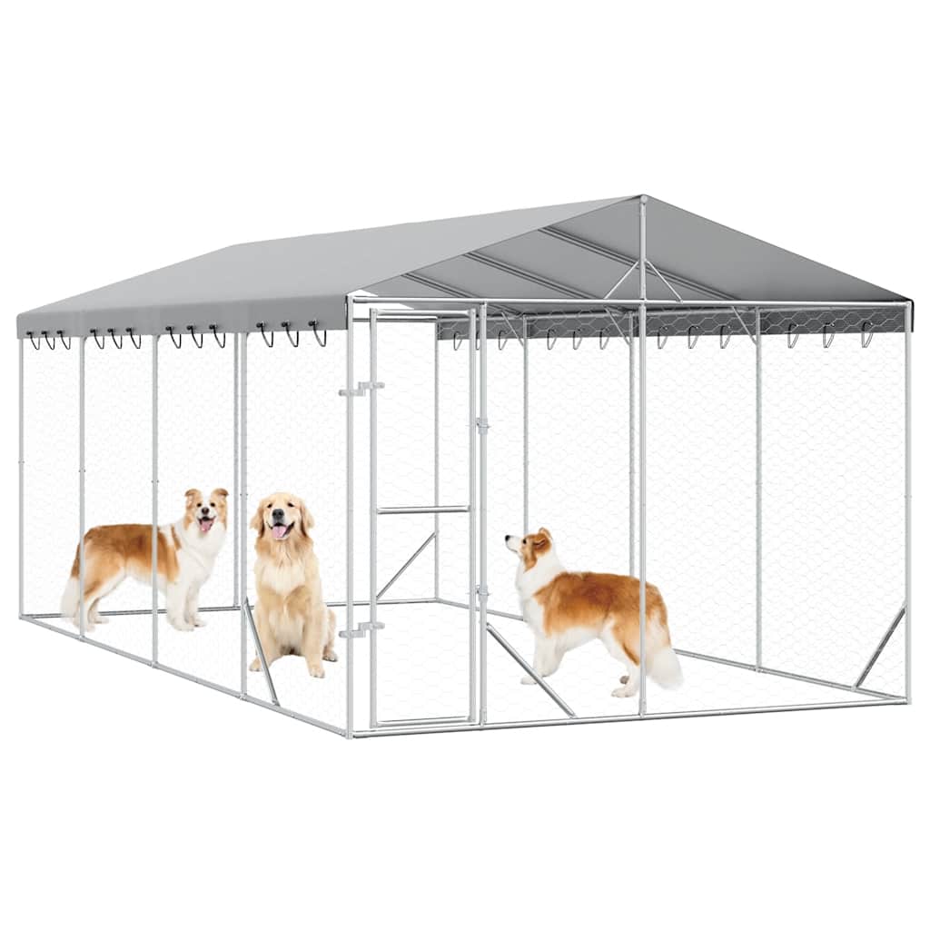 Niche pour chien d'extérieur avec toit 3x6x2,5 m acier galvanisé argent - 3 x 6 x 2,5 m, 1 - number 3.