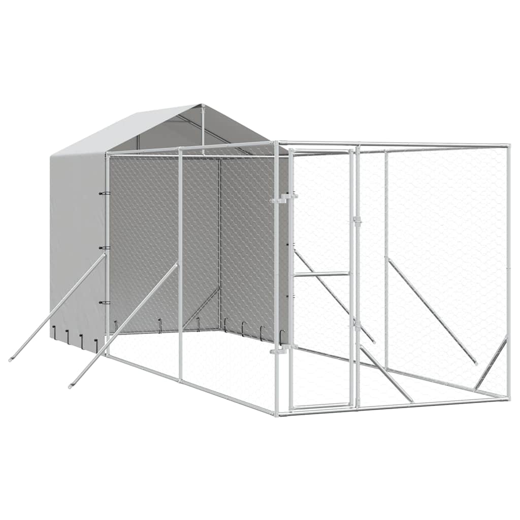Cour de chiens extérieur avec toit 2x6x2,5 m argent en acier galvanisé - 2 x 6 x 2,5 m, 1 - number 2.