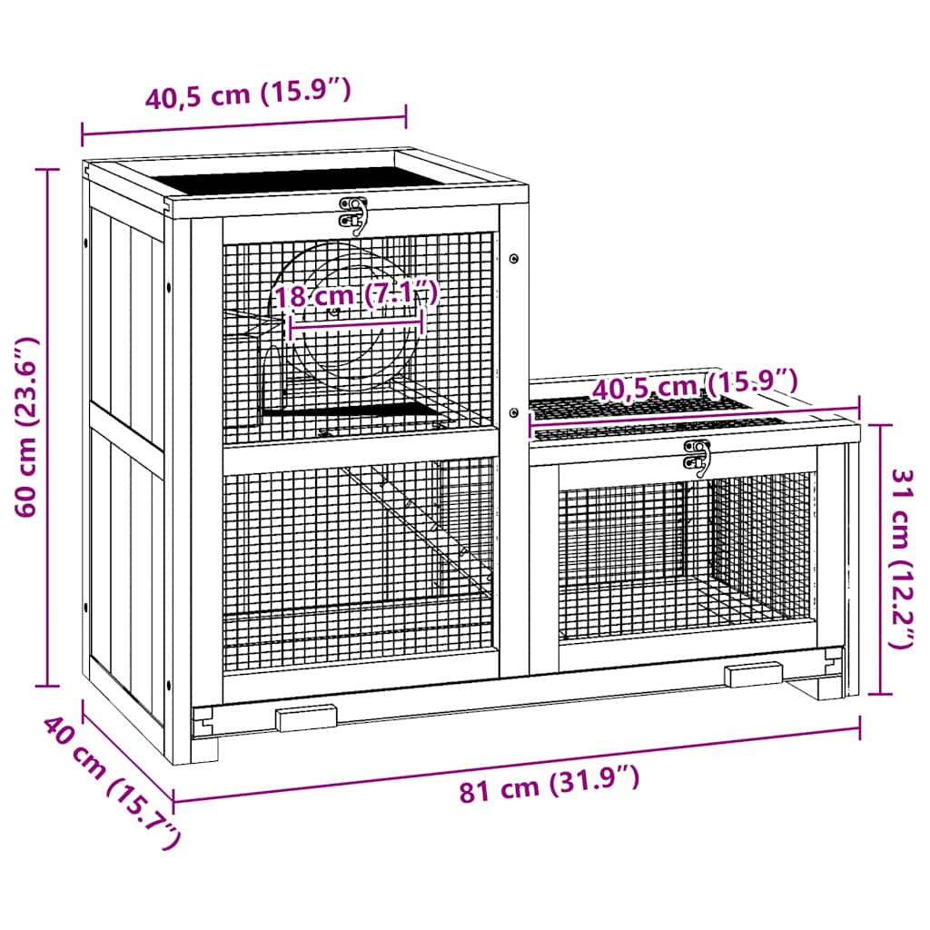 Cage à hamster 81x40x60 cm pin massif - number 9.
