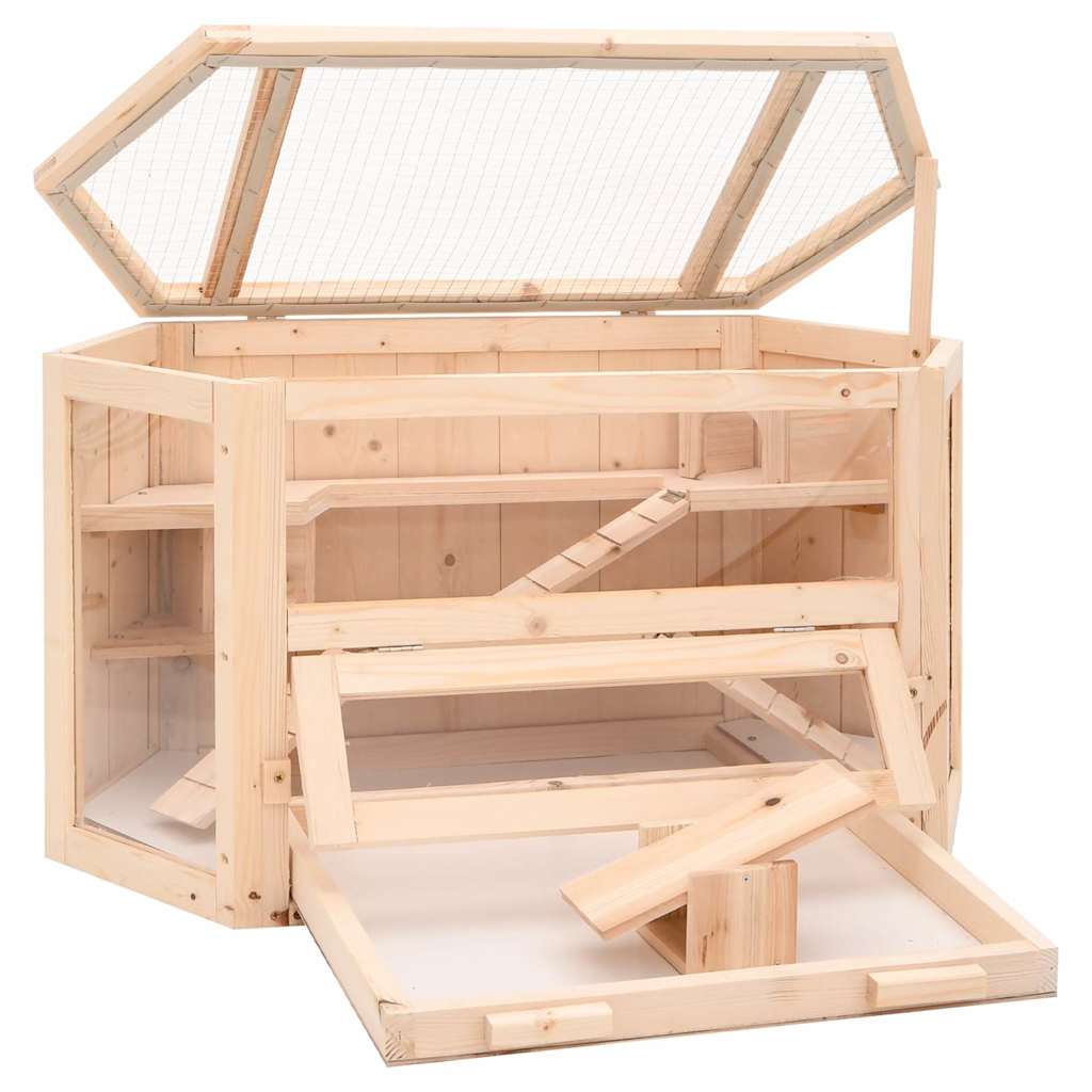 Cage pour hamster 80x40x43 cm en bois de pin massif - 75 x 36,5 x 38 cm (l x l x h), 44,5 x 34,5 cm (l x l) - number 3.