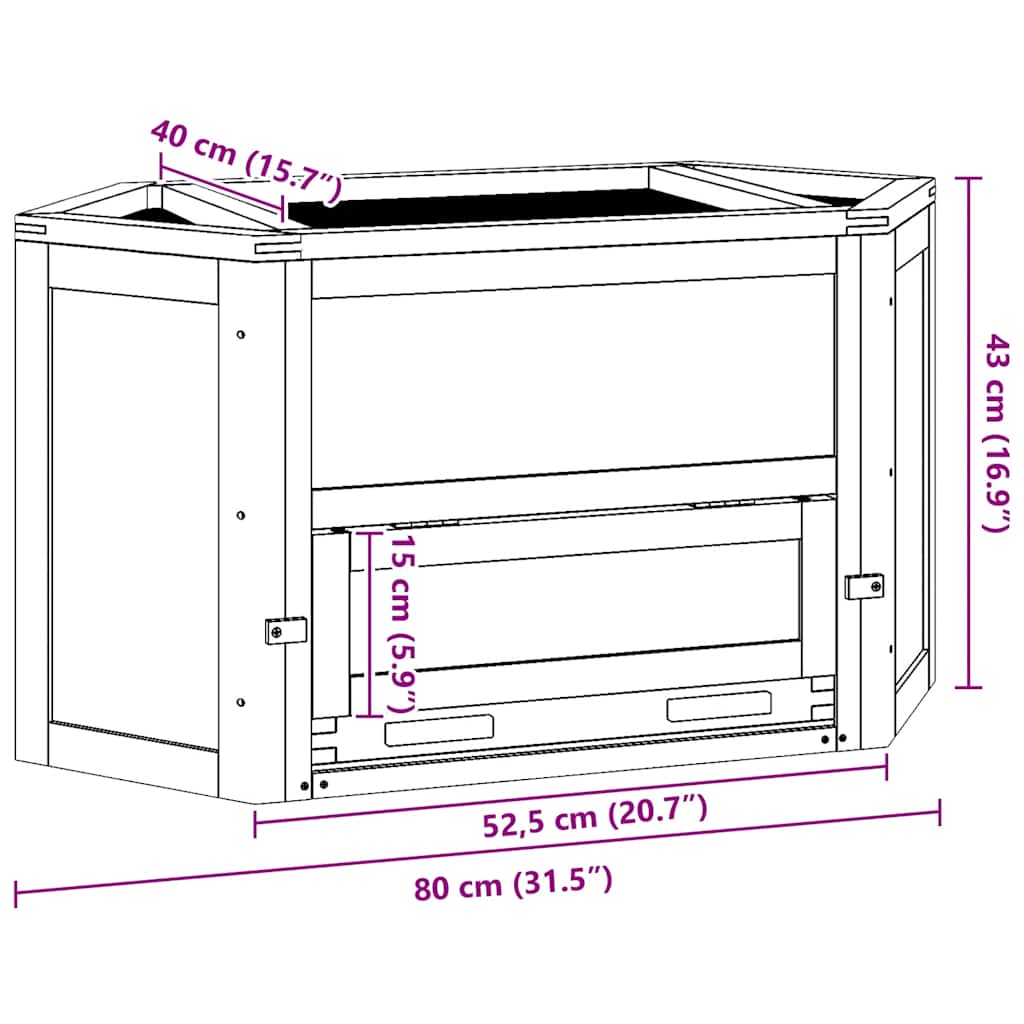 Cage pour hamster 80x40x43 cm en bois de pin massif - 75 x 36,5 x 38 cm (l x l x h), 44,5 x 34,5 cm (l x l) - number 9.