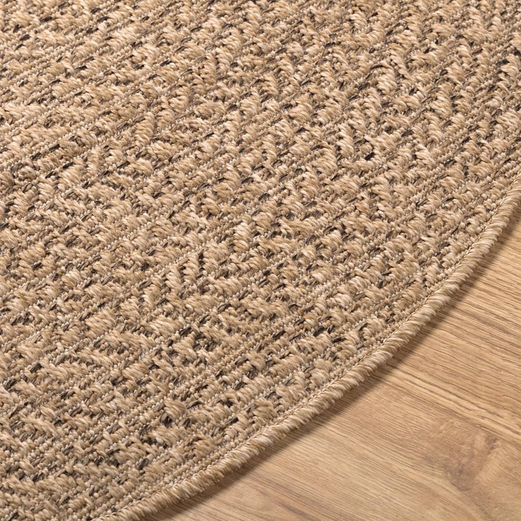 Tapis zizur 90 cm aspect jute intérieur et extérieur - marron, ø 90 cm, rond - number 8.