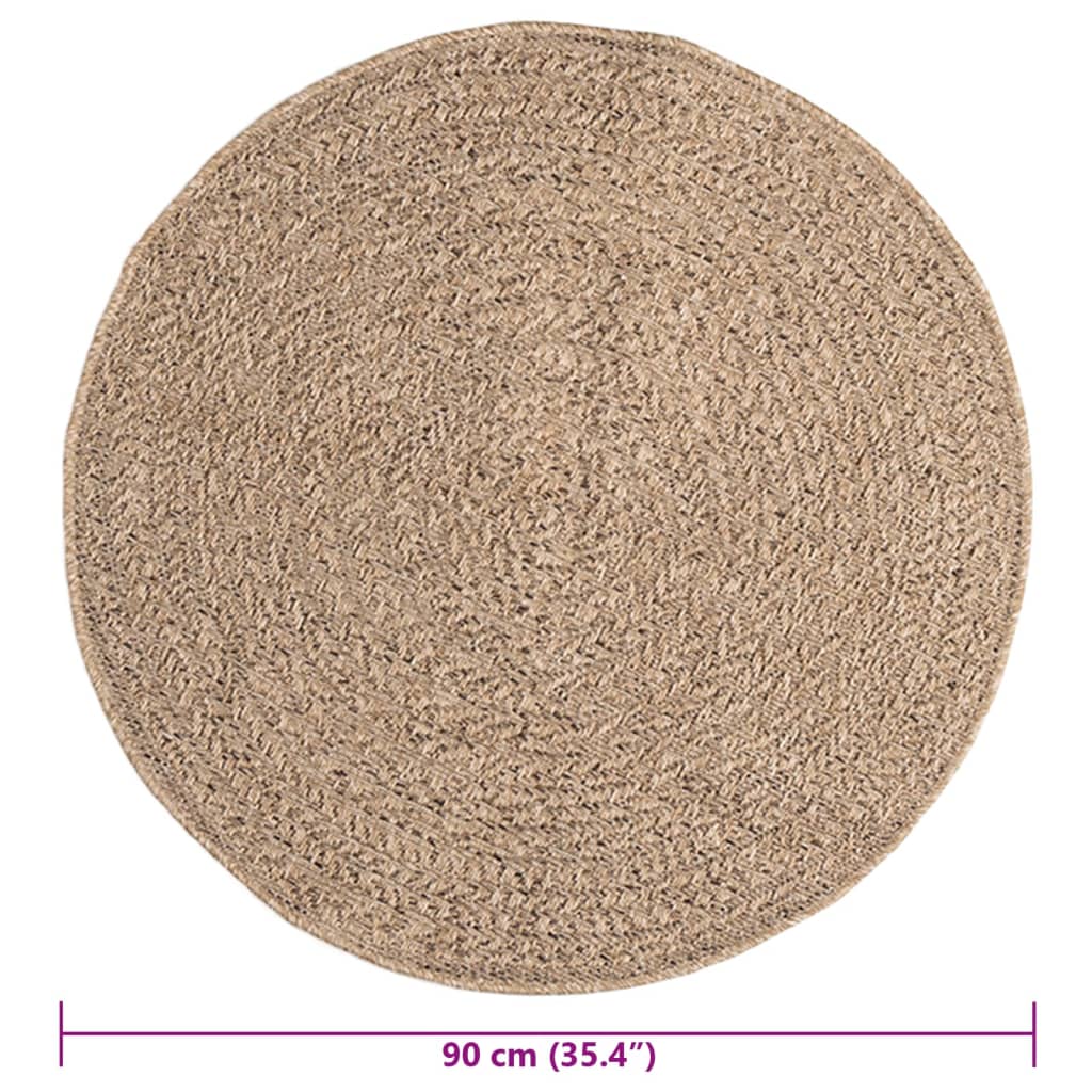 Tapis zizur 90 cm aspect jute intérieur et extérieur - marron, ø 90 cm, rond - number 9.