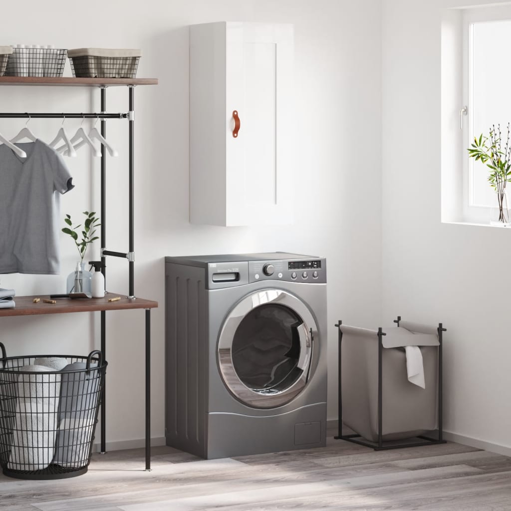 Vægskab 34,5x34x90 cm konstrueret træ hvid højglans - number 1.