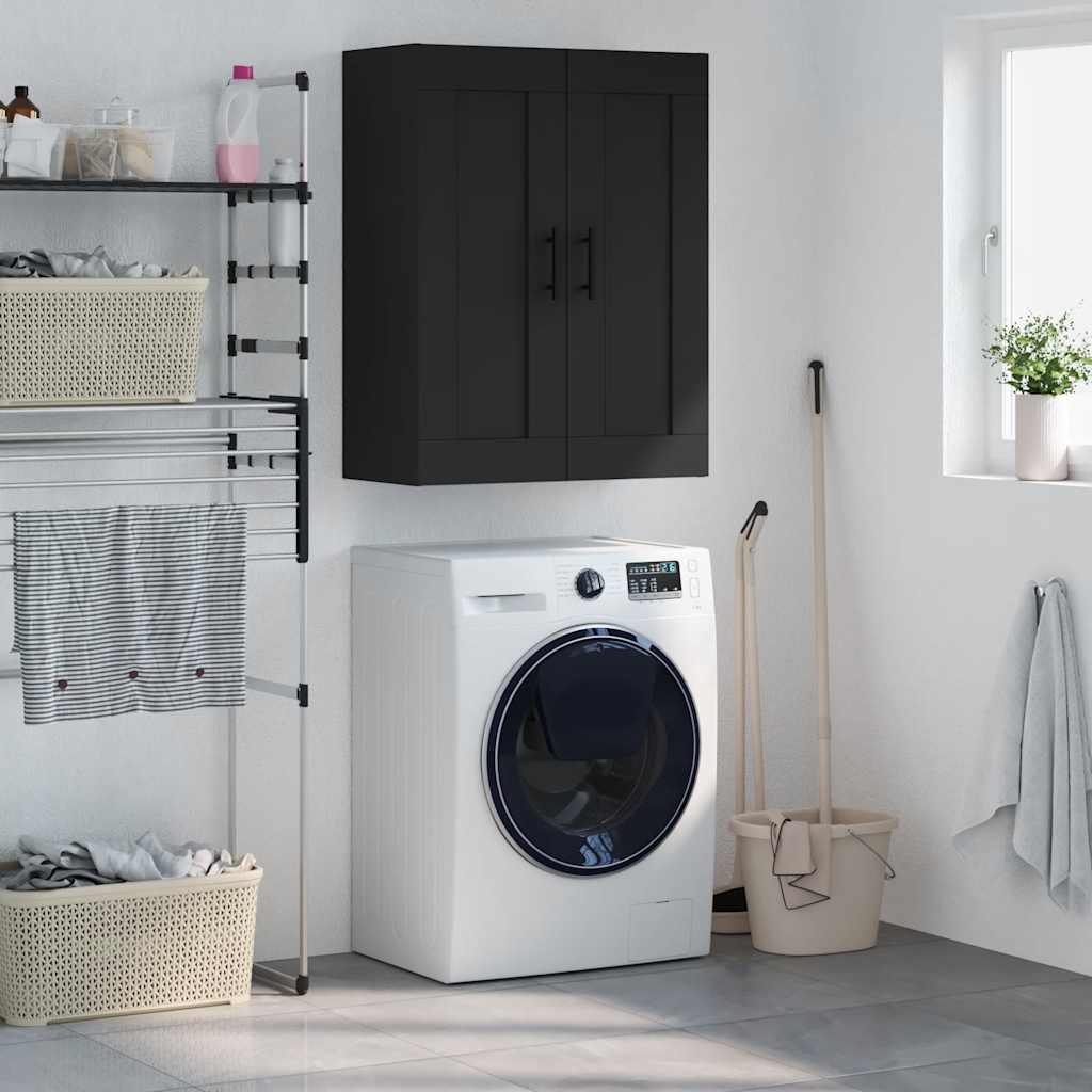 Vægskab 69,5x34x90 cm konstrueret træ - sort, 1 - number 1.