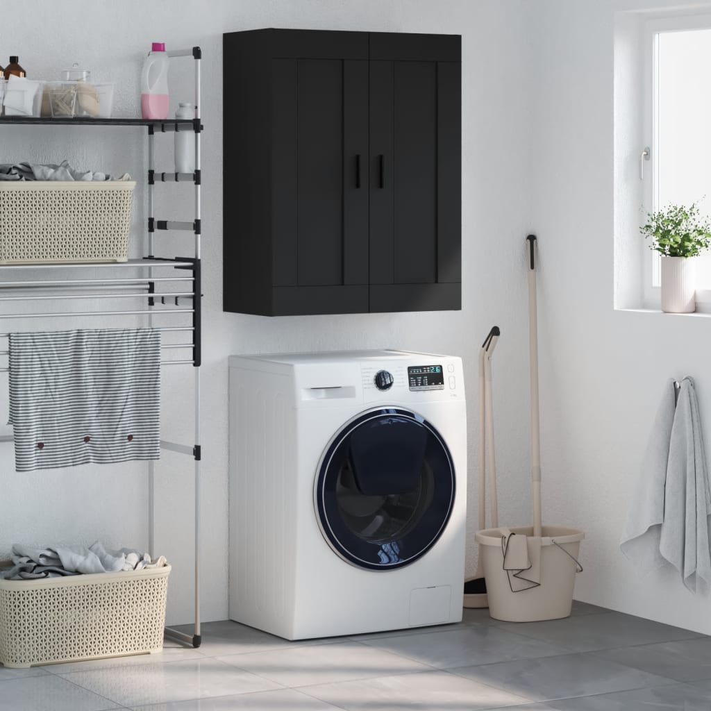 Nástěnná skříňka 69,5x34x90 cm dřevěné dřevo - černá, 1 - number 1.