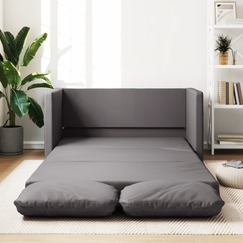 2-i-1 sovesofa 112x174x55 cm kunstlæder - grå - number 1.
