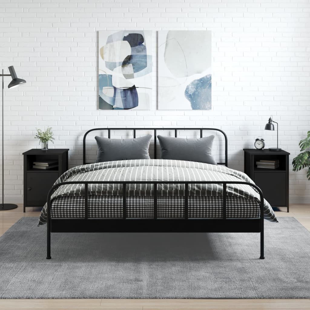 Sengeborde 2 stk. 40x42x60 cm konstrueret træ sort - number 1.