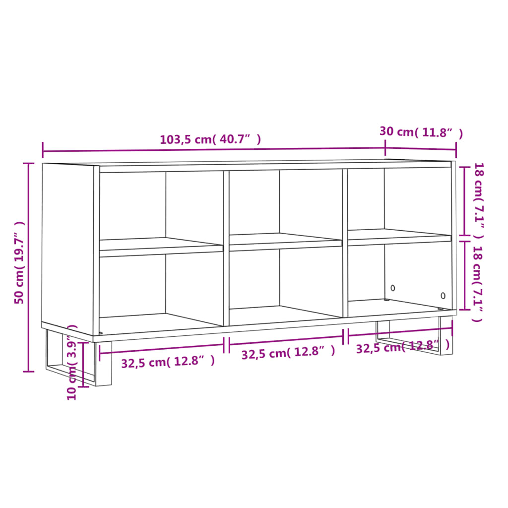 Stolik pod tv 103,5x30x50 cm drewno klejone - betonowo-szary, 1 - number 9.