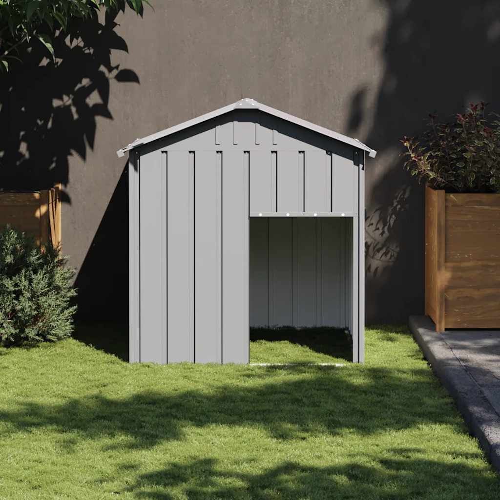 Niche pour chien avec toit 117x103x123 cm acier galvanisé gris clair - number 1.