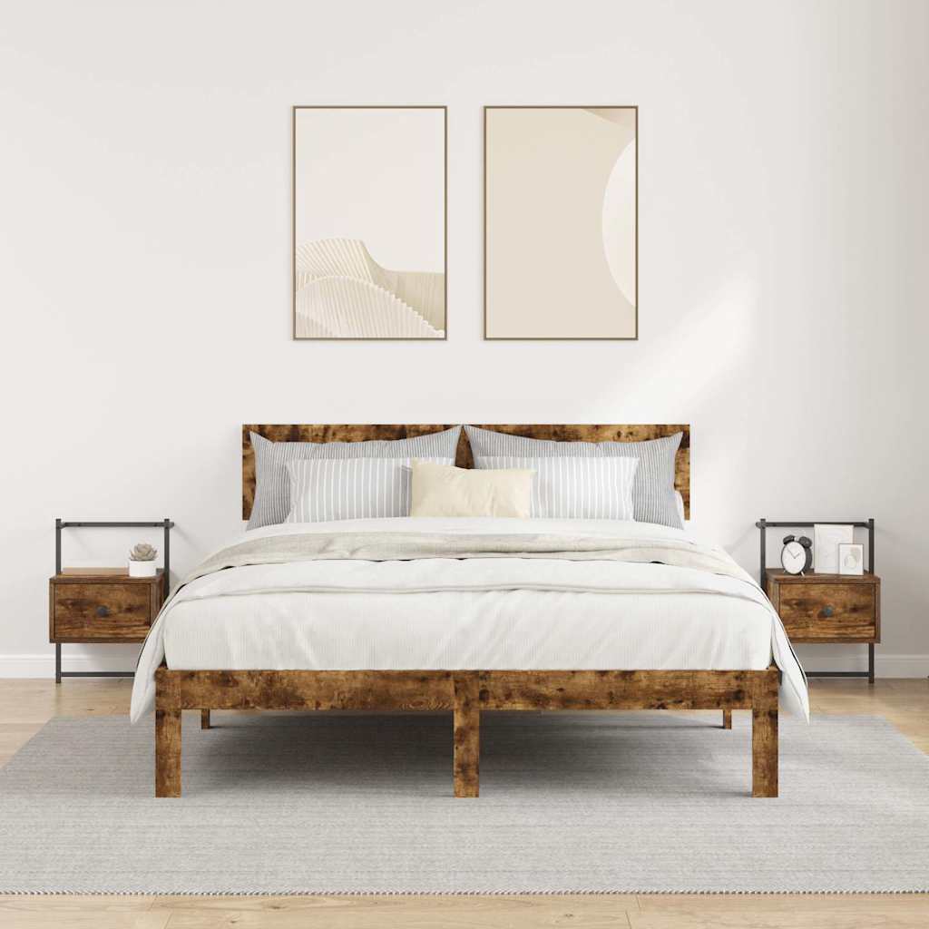 Sängbord för vägg pc. 35x30x51 cm konstruerat trä - rökt ek, 2 - number 3.