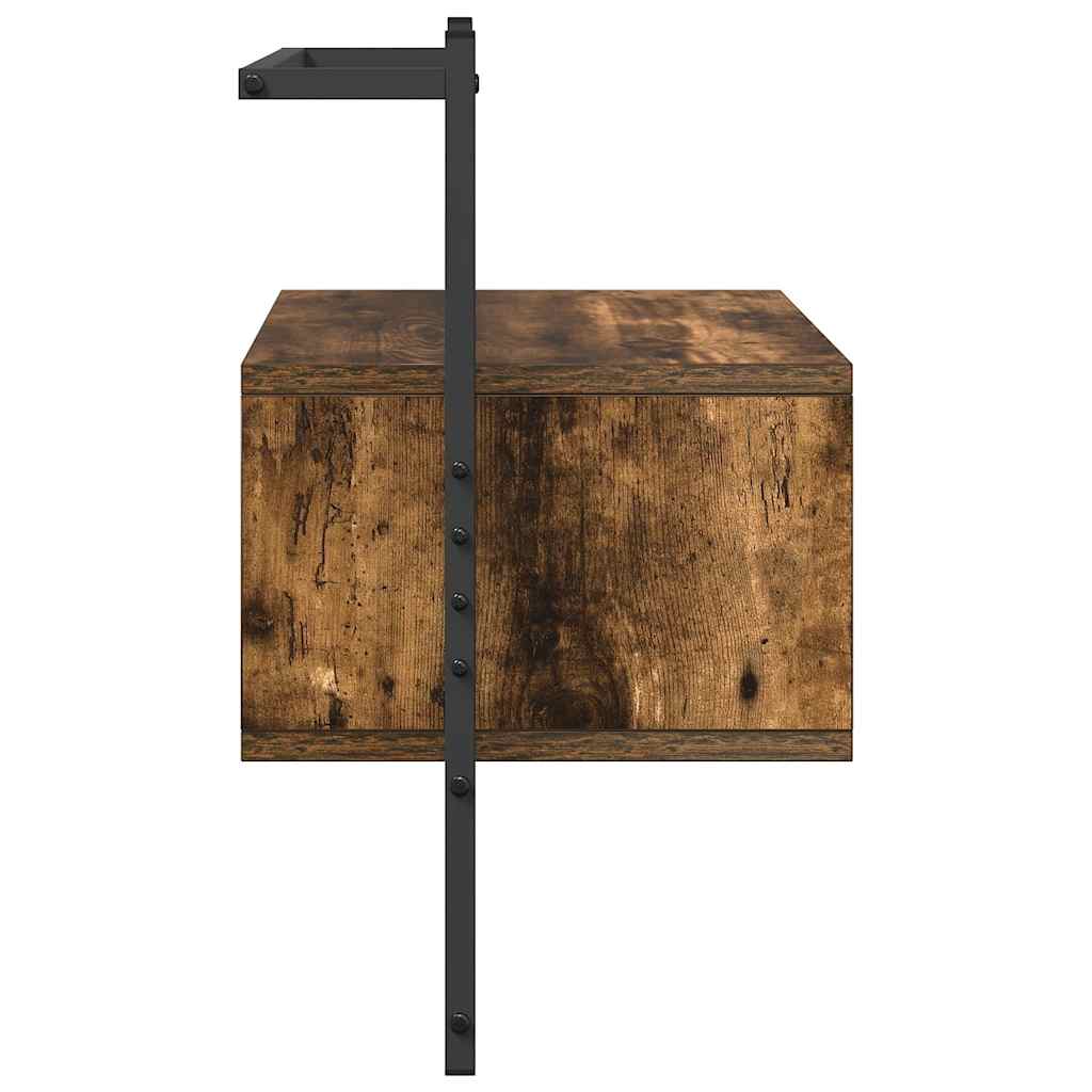 Sängbord för vägg pc. 35x30x51 cm konstruerat trä - rökt ek, 2 - number 8.