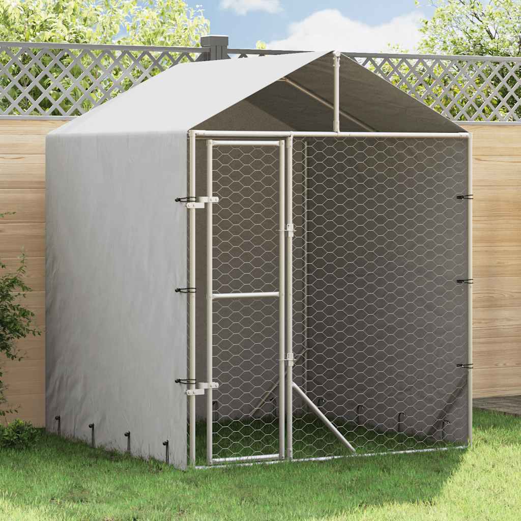 Niche pour chien d'extérieur avec toit 2x2x2,5 m en acier galvanisé argent - number 1.