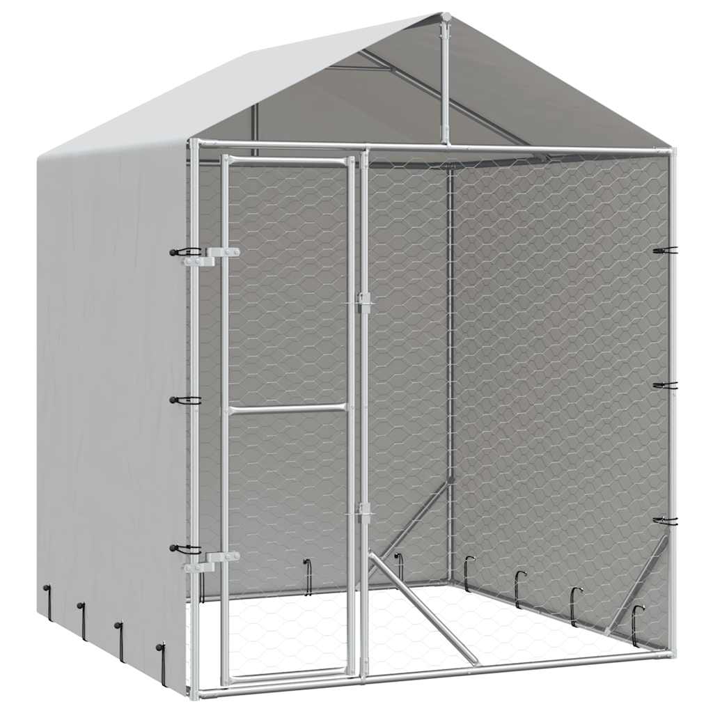 Niche pour chien d'extérieur avec toit 2x2x2,5 m en acier galvanisé argent - number 2.