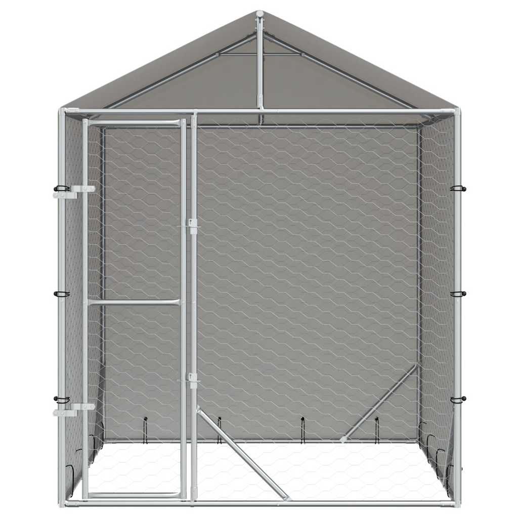 Niche pour chien d'extérieur avec toit 2x2x2,5 m en acier galvanisé argent - number 4.