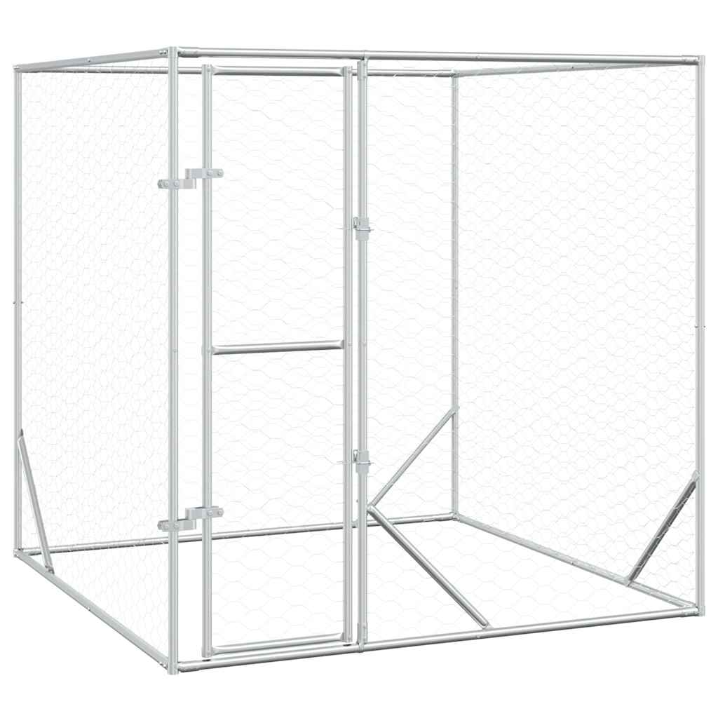 Niche pour chien d'extérieur 2x2x2 m en acier galvanisé couleur argent - number 2.