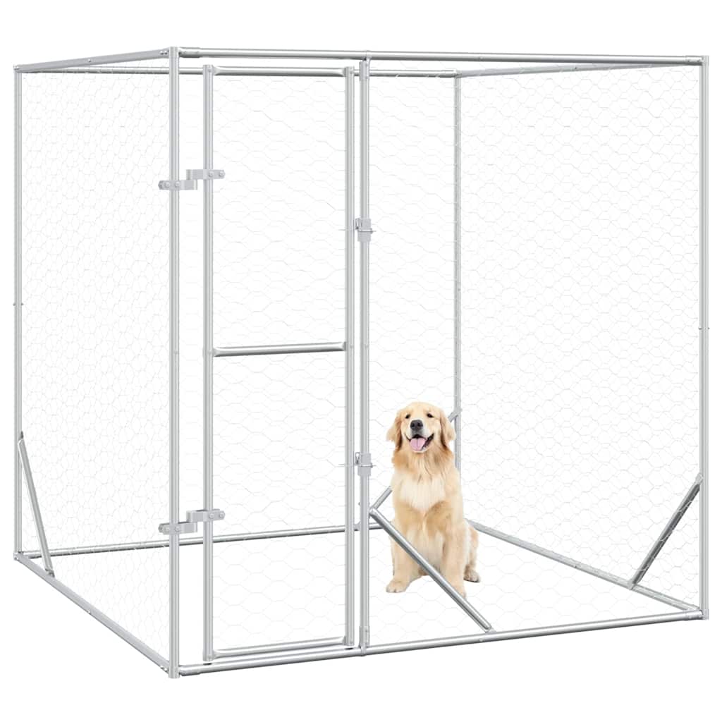 Niche pour chien d'extérieur 2x2x2 m en acier galvanisé couleur argent - number 3.