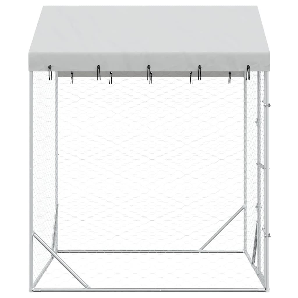 Niche pour chien d'extérieur avec toit 2x2x2,5 m en acier galvanisé argent - number 5.