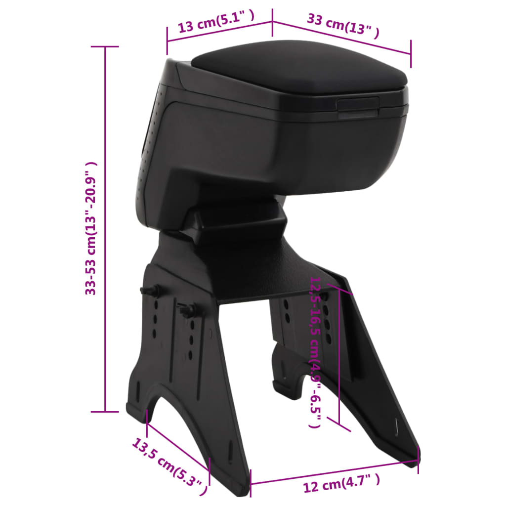 Universelt armlæn til bil 13x33x(33-53) cm abs sort - number 12.