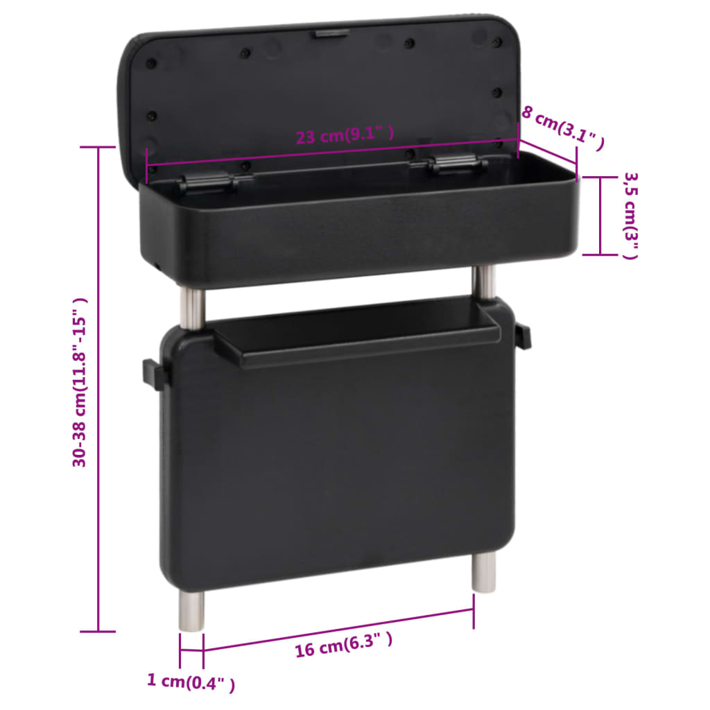 Universelt armlæn til bil 23x8x(30-38) cm abs sort - number 9.