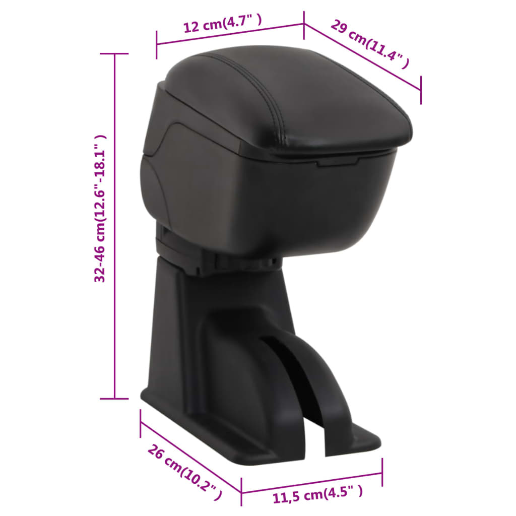 Armlæn til bil 12x29x(32-46) cm abs sort - number 12.